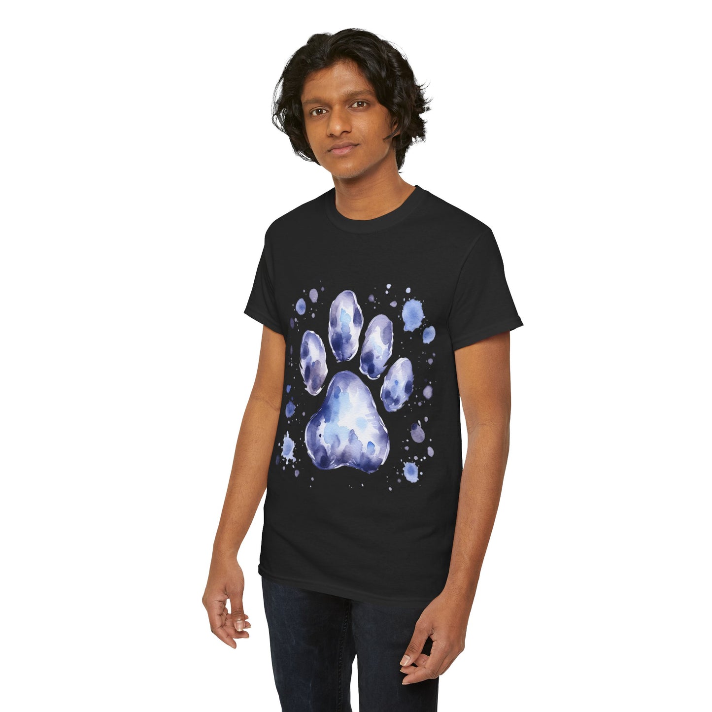 Pup Paw Abstract blue Watercolor ink design T-Shirt