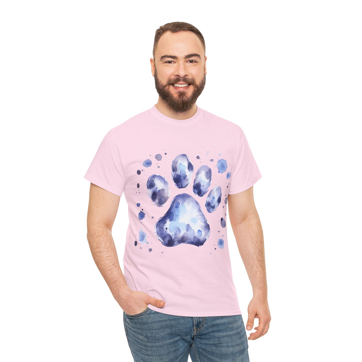 Pup Paw Abstract blue Watercolor ink design T-Shirt