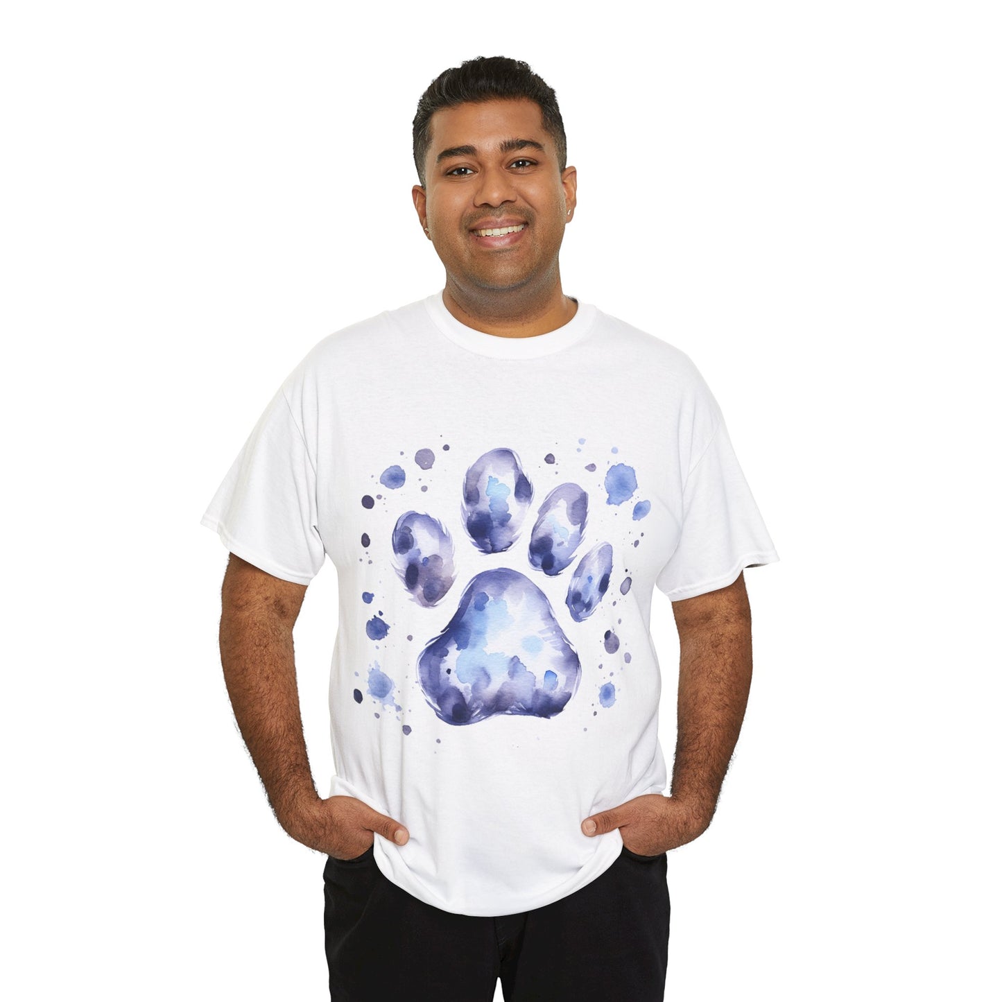 Pup Paw Abstract blue Watercolor ink design T-Shirt