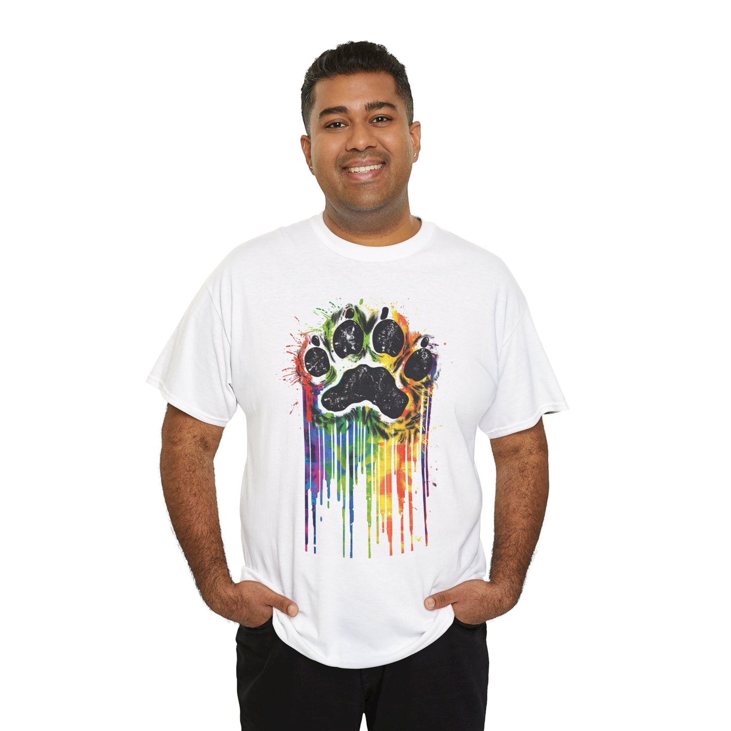 Rainbow Pup Paw Heavy Cotton T-Shirt