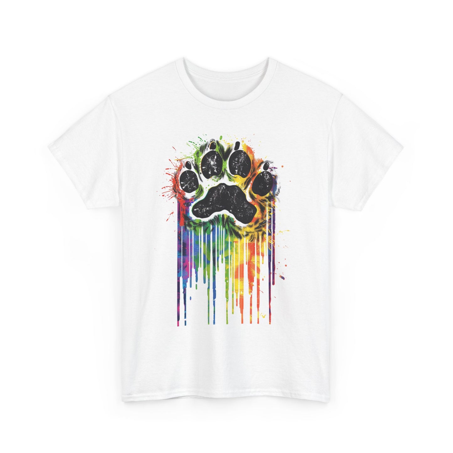 Rainbow Pup Paw Heavy Cotton T-Shirt