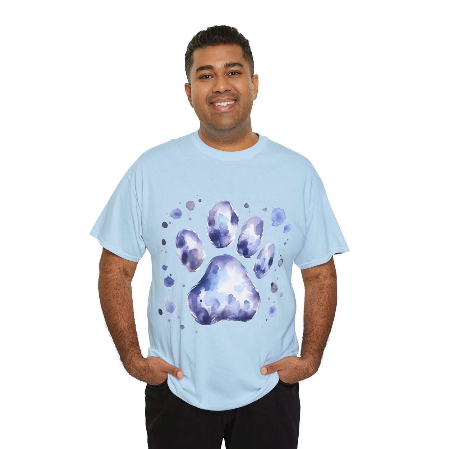 Pup Paw Abstract blue Watercolor ink design T-Shirt