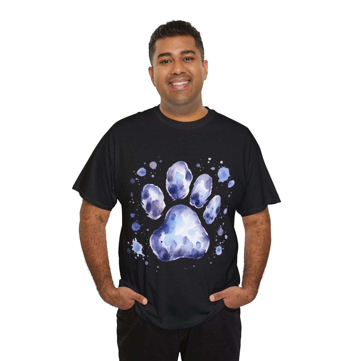 Pup Paw Abstract blue Watercolor ink design T-Shirt