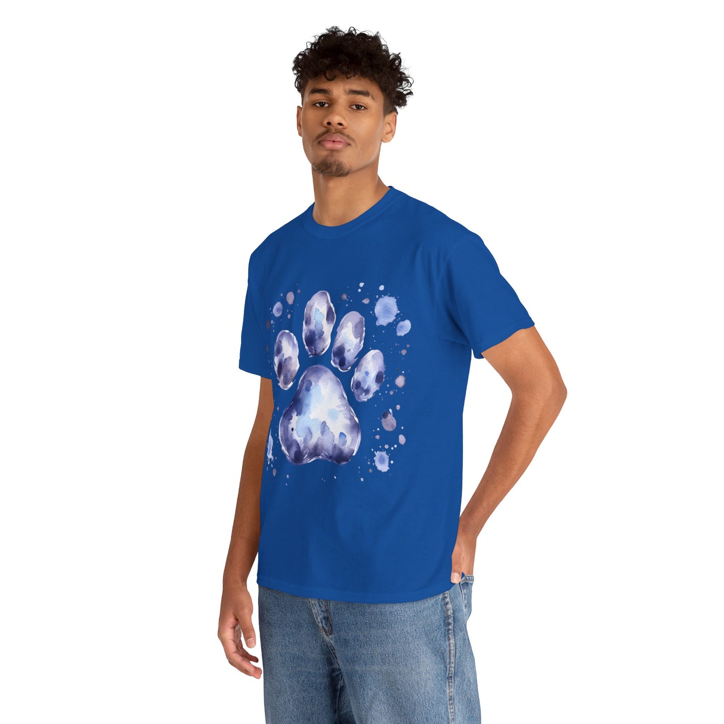 Pup Paw Abstract blue Watercolor ink design T-Shirt