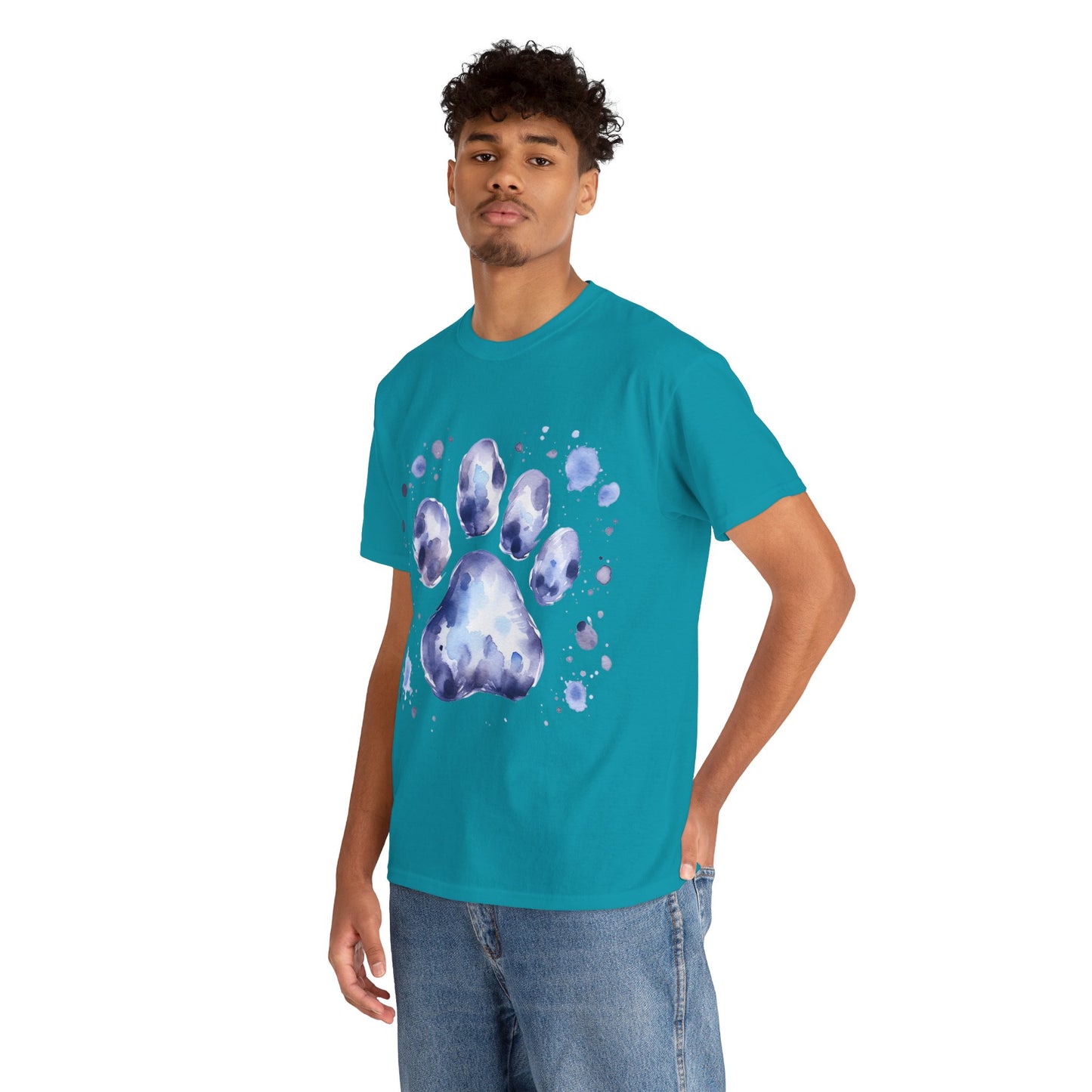 Pup Paw Abstract blue Watercolor ink design T-Shirt