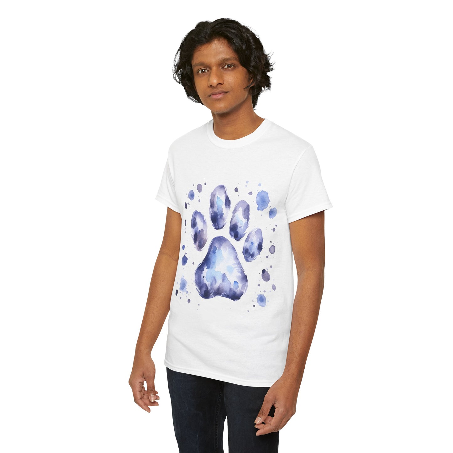 Pup Paw Abstract blue Watercolor ink design T-Shirt