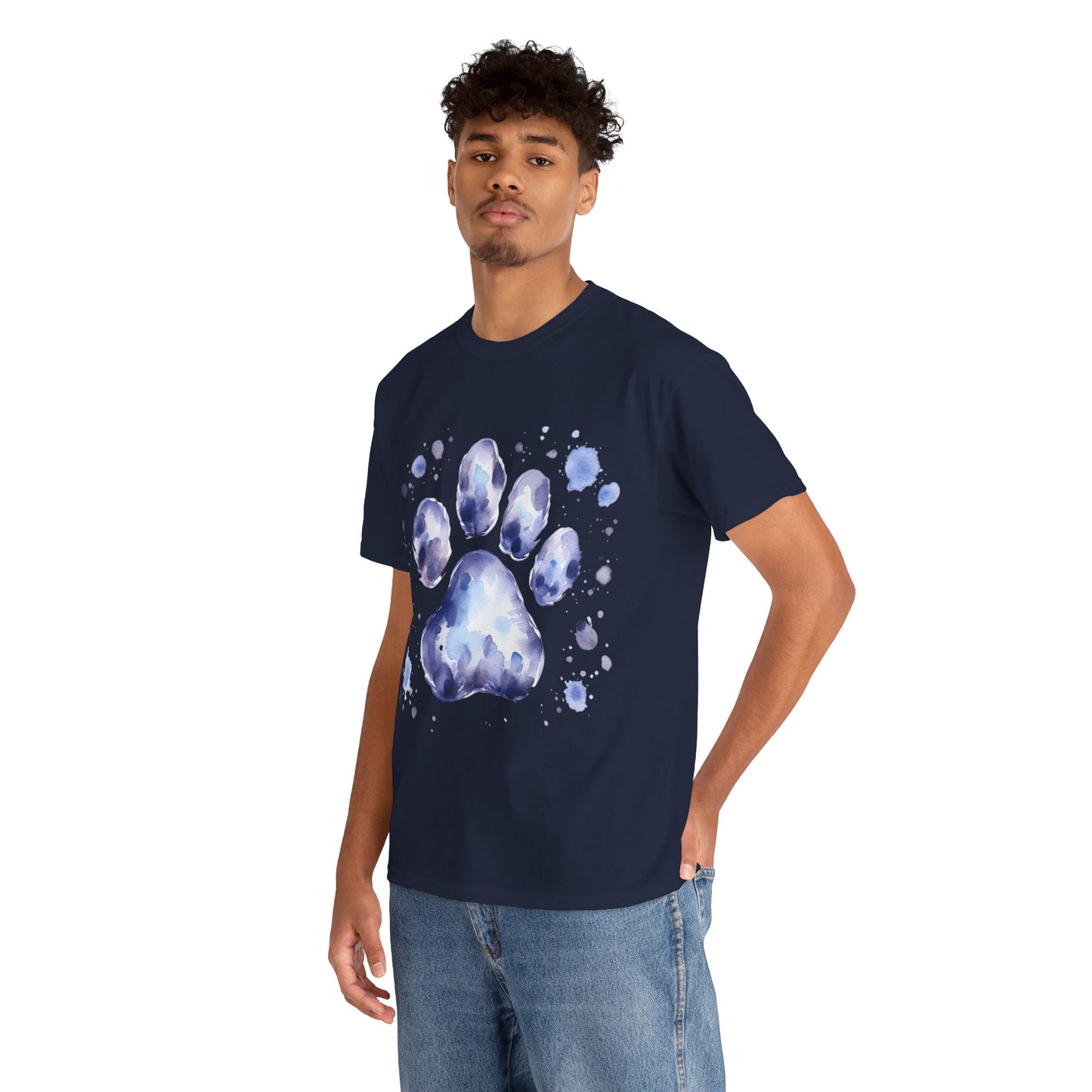 Pup Paw Abstract blue Watercolor ink design T-Shirt