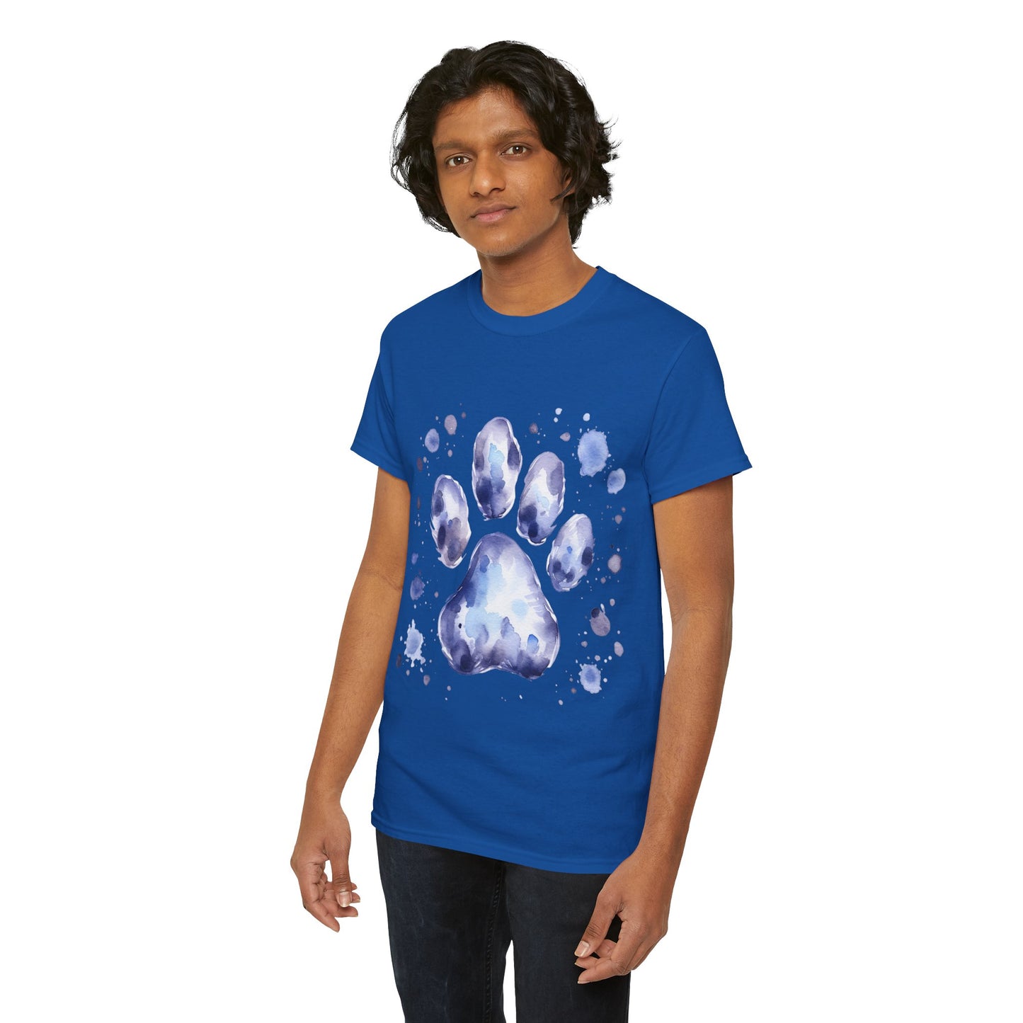 Pup Paw Abstract blue Watercolor ink design T-Shirt