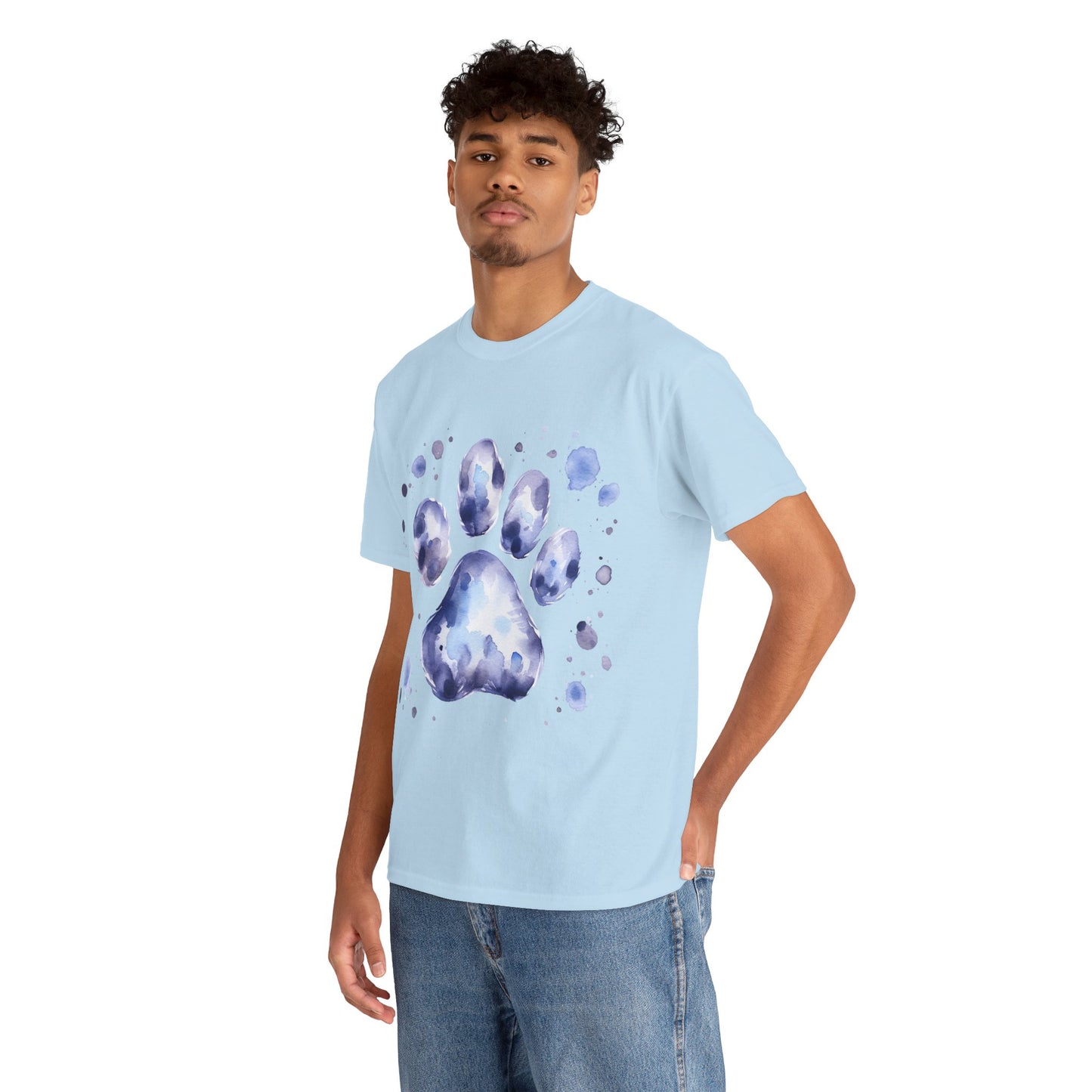 Pup Paw Abstract blue Watercolor ink design T-Shirt