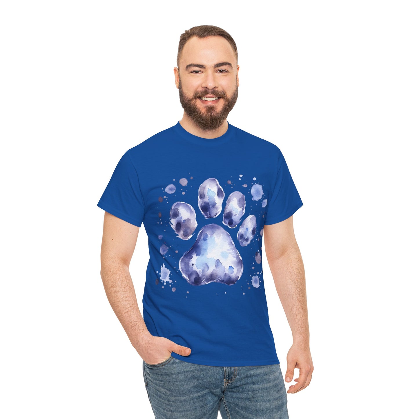 Pup Paw Abstract blue Watercolor ink design T-Shirt