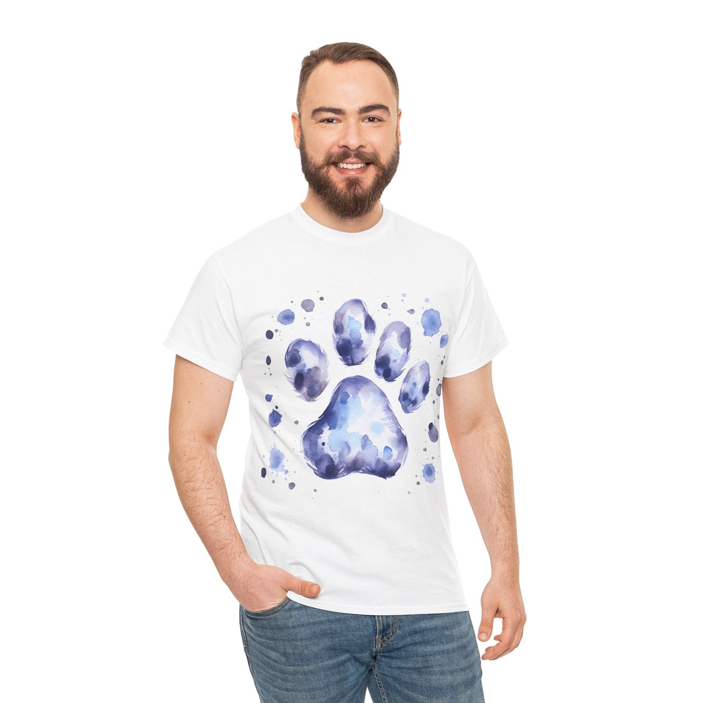 Pup Paw Abstract blue Watercolor ink design T-Shirt