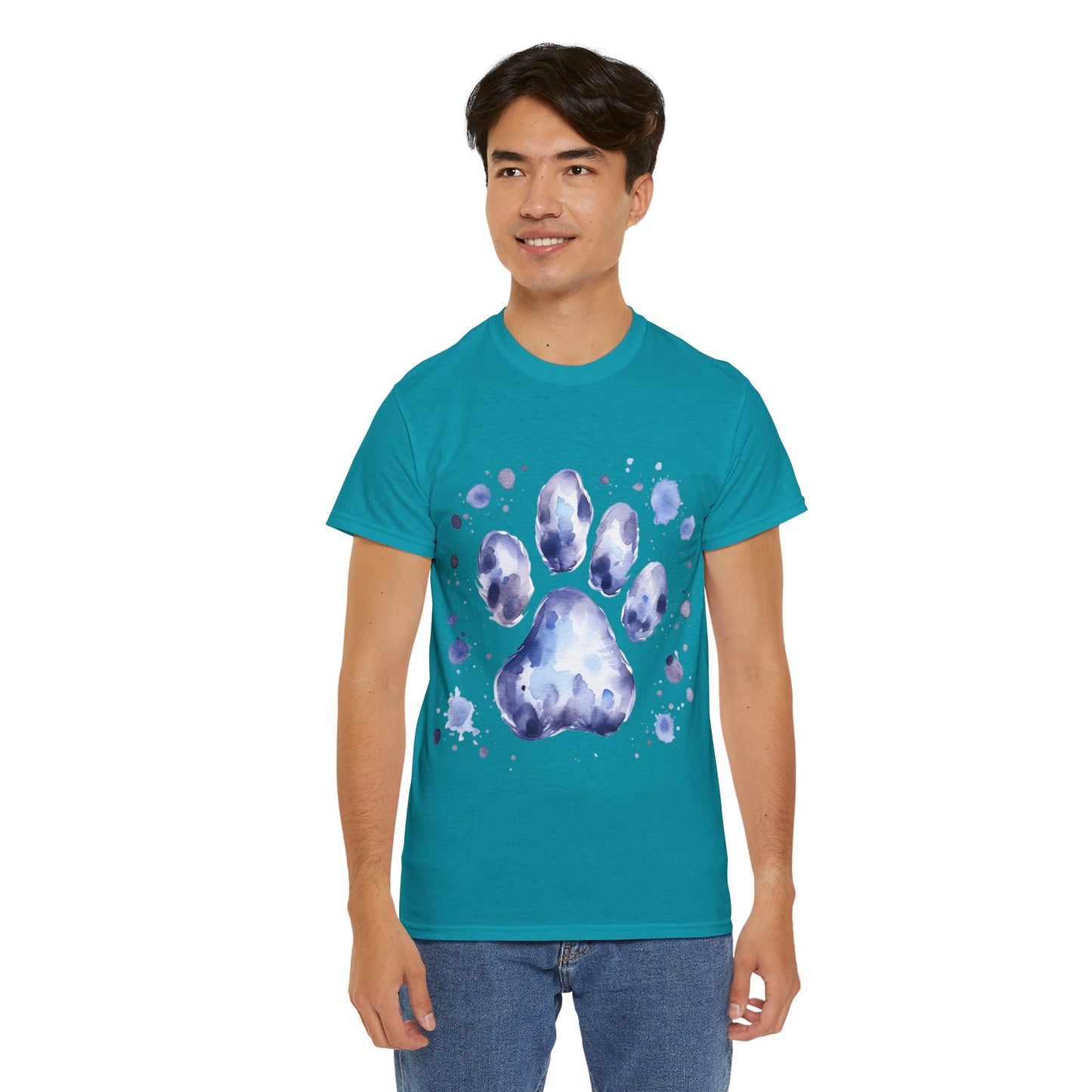 Pup Paw Abstract blue Watercolor ink design T-Shirt