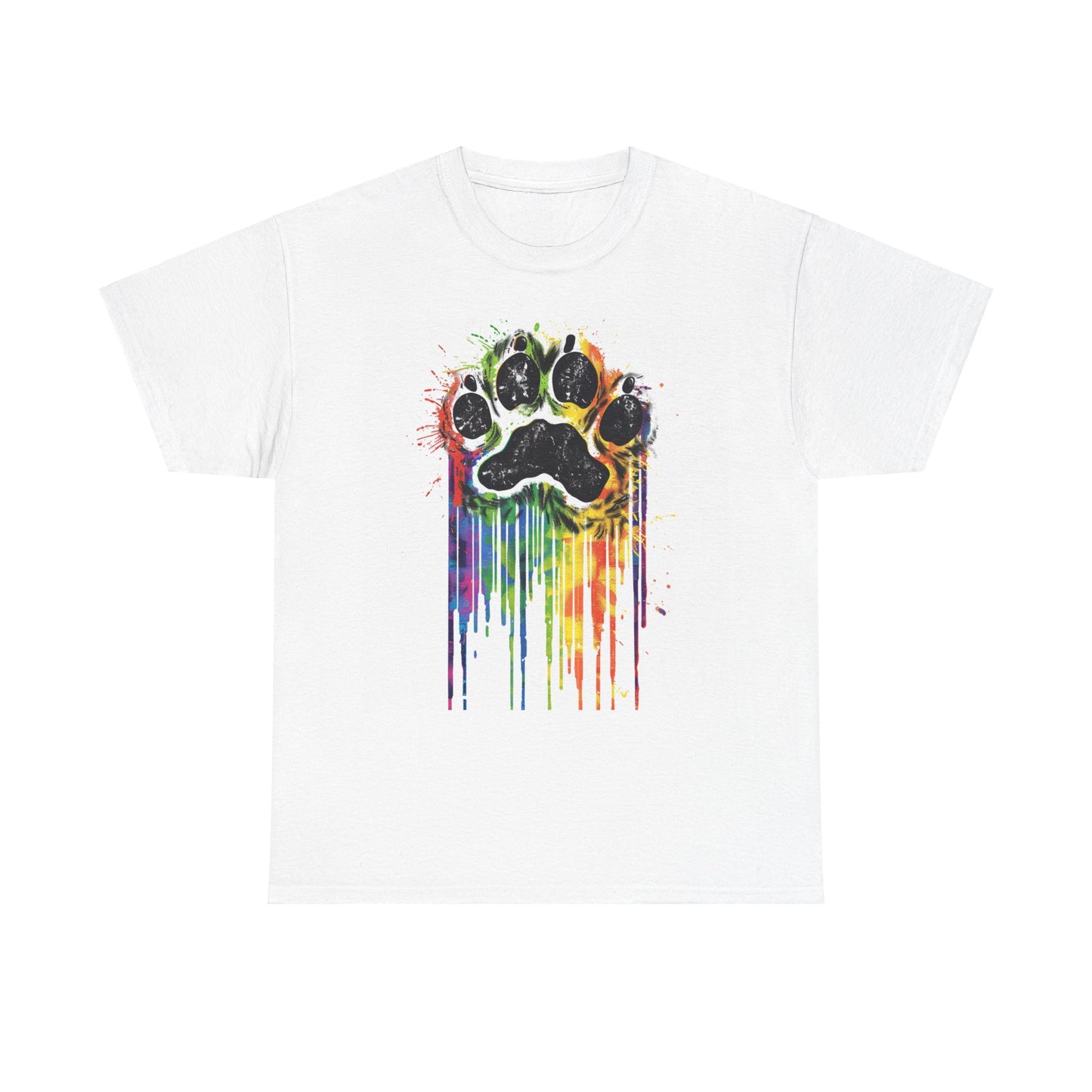 Rainbow Pup Paw Heavy Cotton T-Shirt