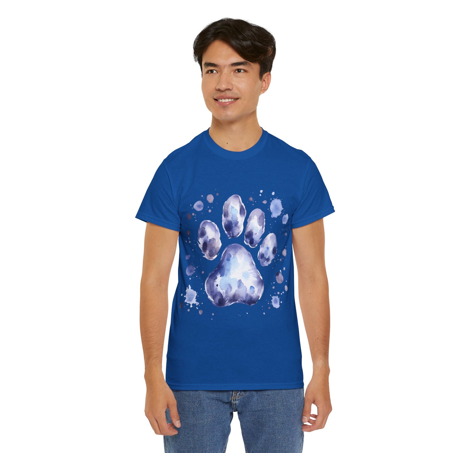 Pup Paw Abstract blue Watercolor ink design T-Shirt