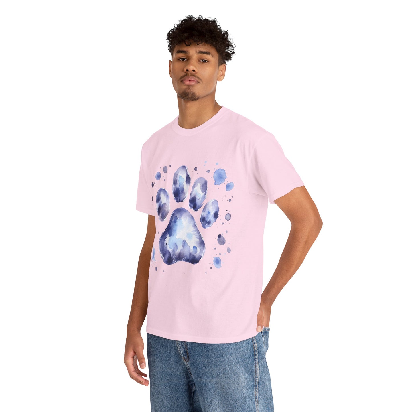 Pup Paw Abstract blue Watercolor ink design T-Shirt