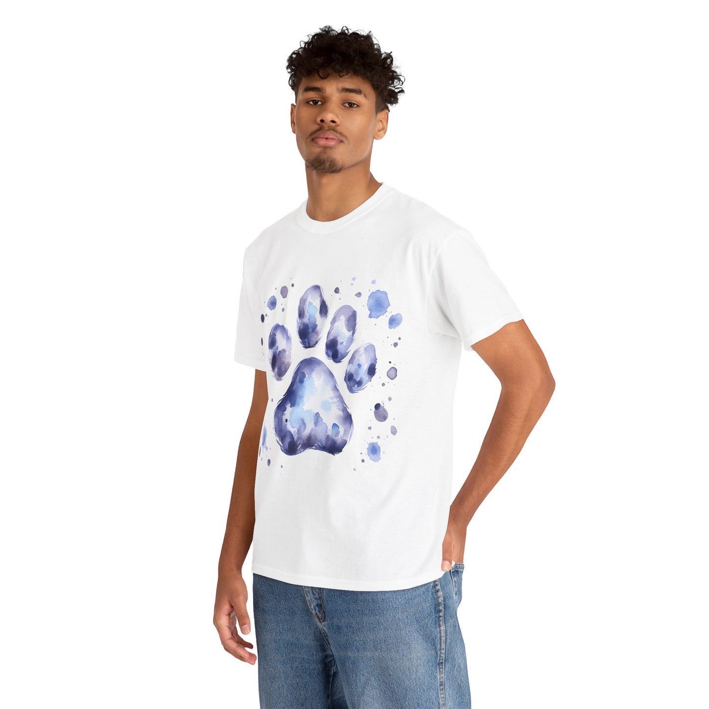 Pup Paw Abstract blue Watercolor ink design T-Shirt