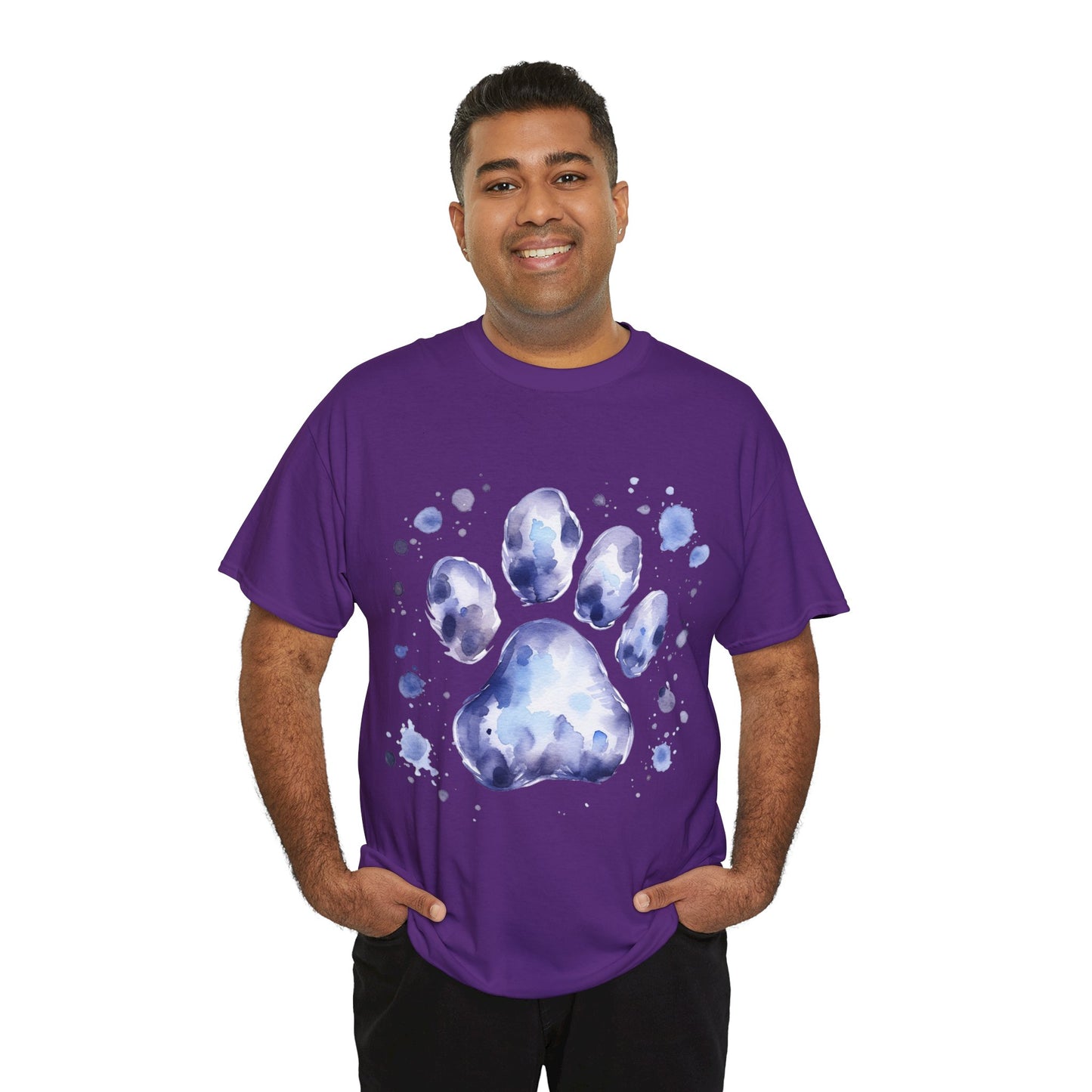 Pup Paw Abstract blue Watercolor ink design T-Shirt