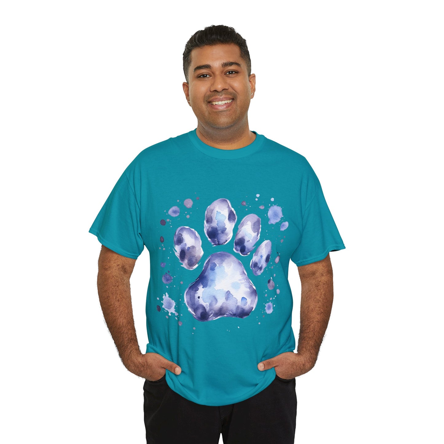 Pup Paw Abstract blue Watercolor ink design T-Shirt