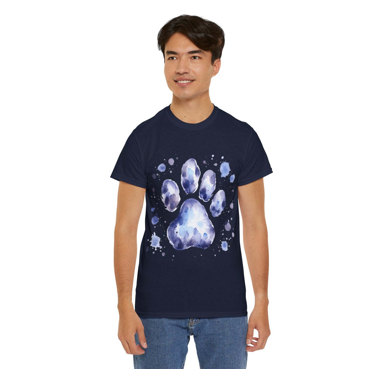 Pup Paw Abstract blue Watercolor ink design T-Shirt