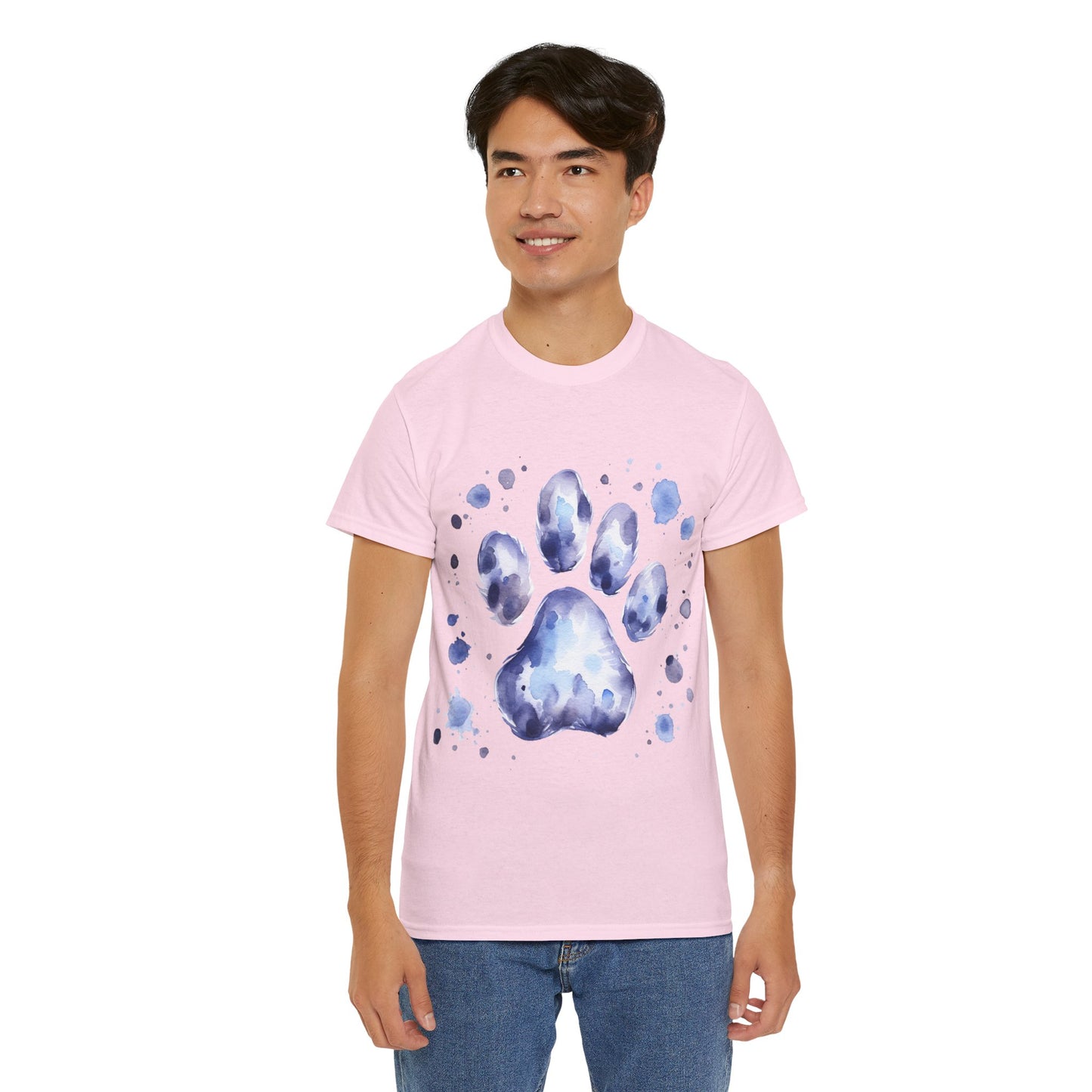 Pup Paw Abstract blue Watercolor ink design T-Shirt