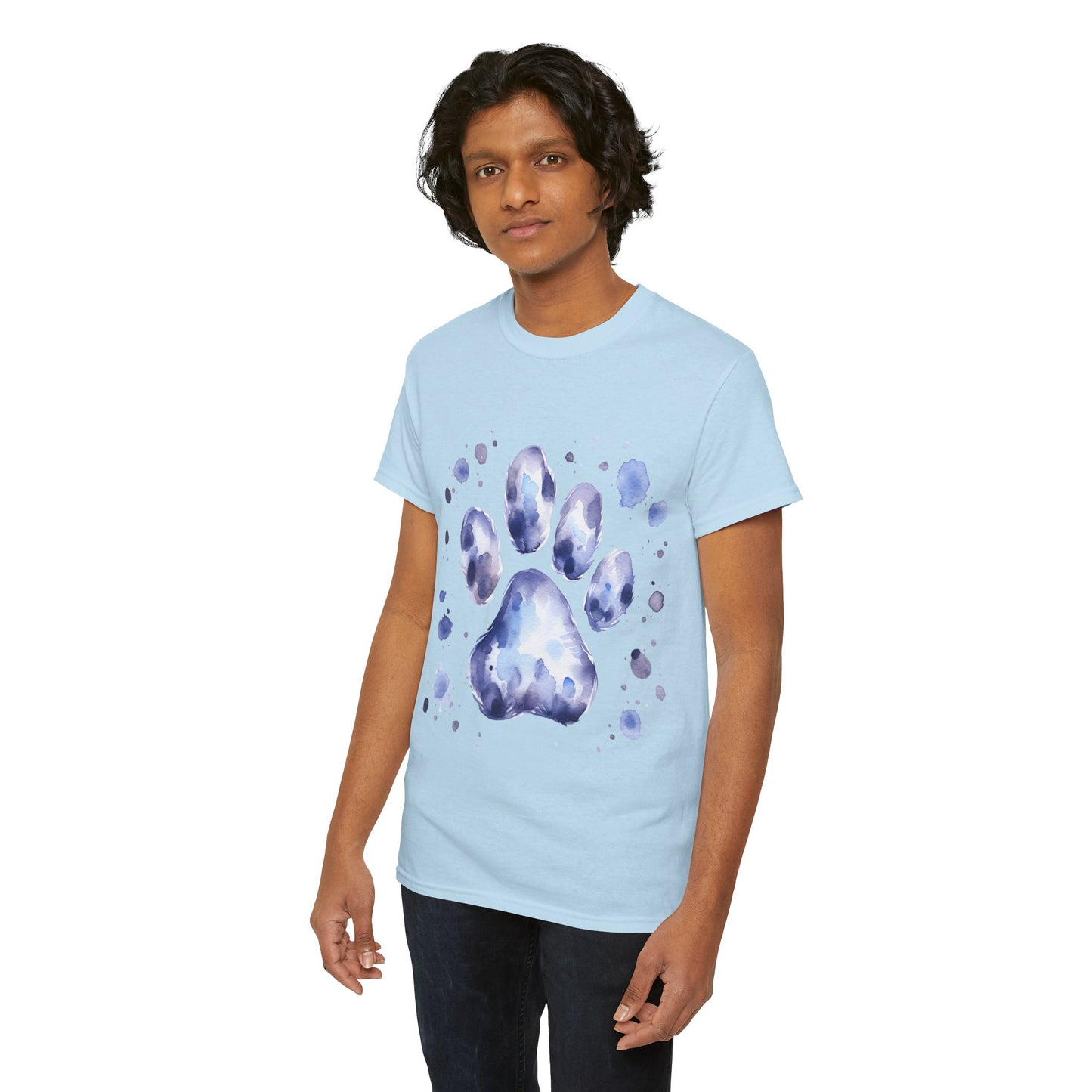 Pup Paw Abstract blue Watercolor ink design T-Shirt