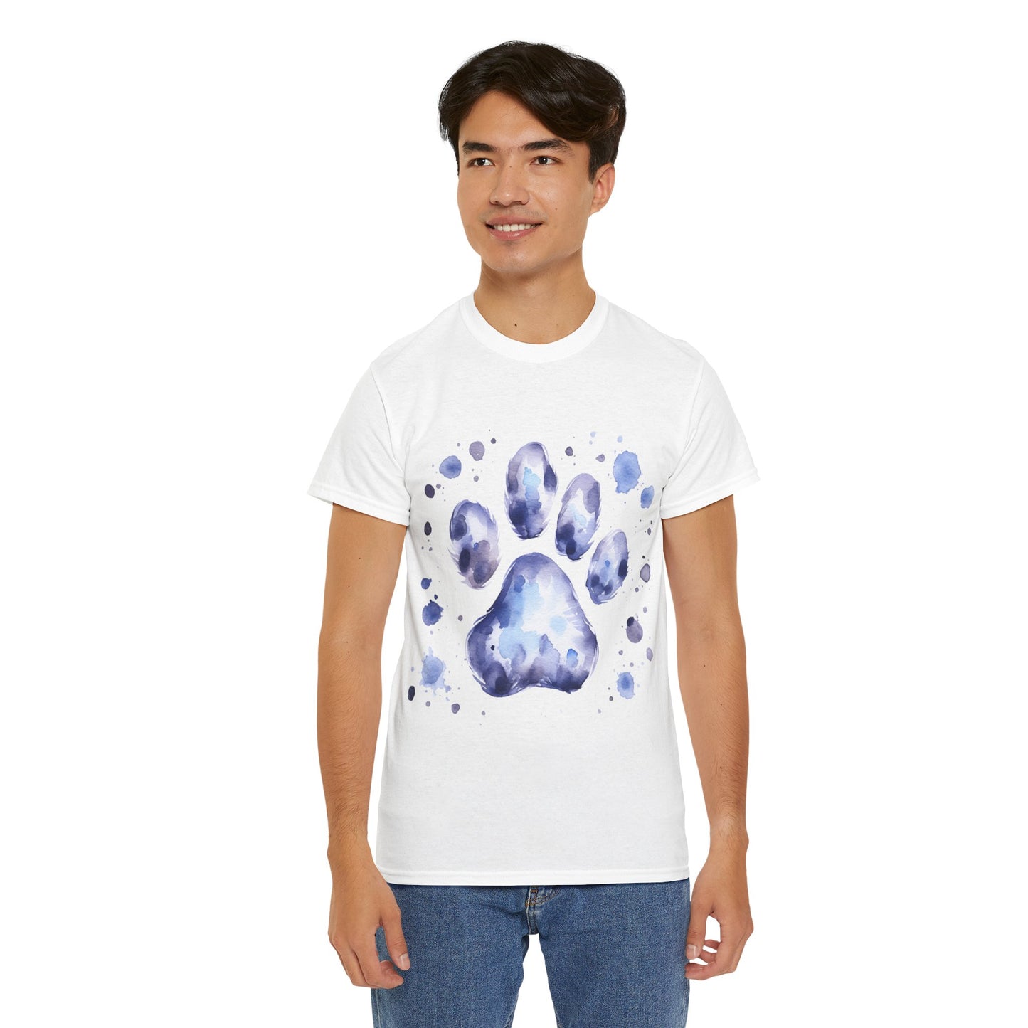 Pup Paw Abstract blue Watercolor ink design T-Shirt