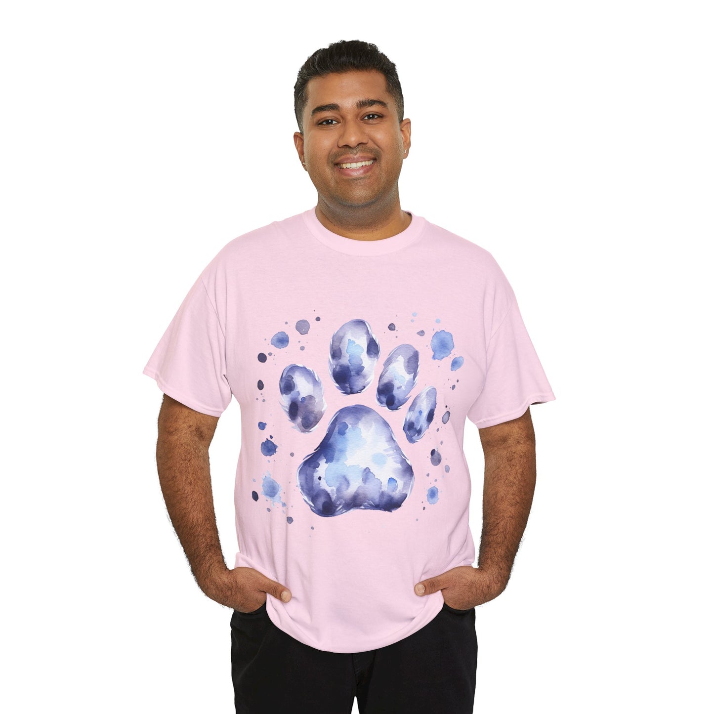 Pup Paw Abstract blue Watercolor ink design T-Shirt