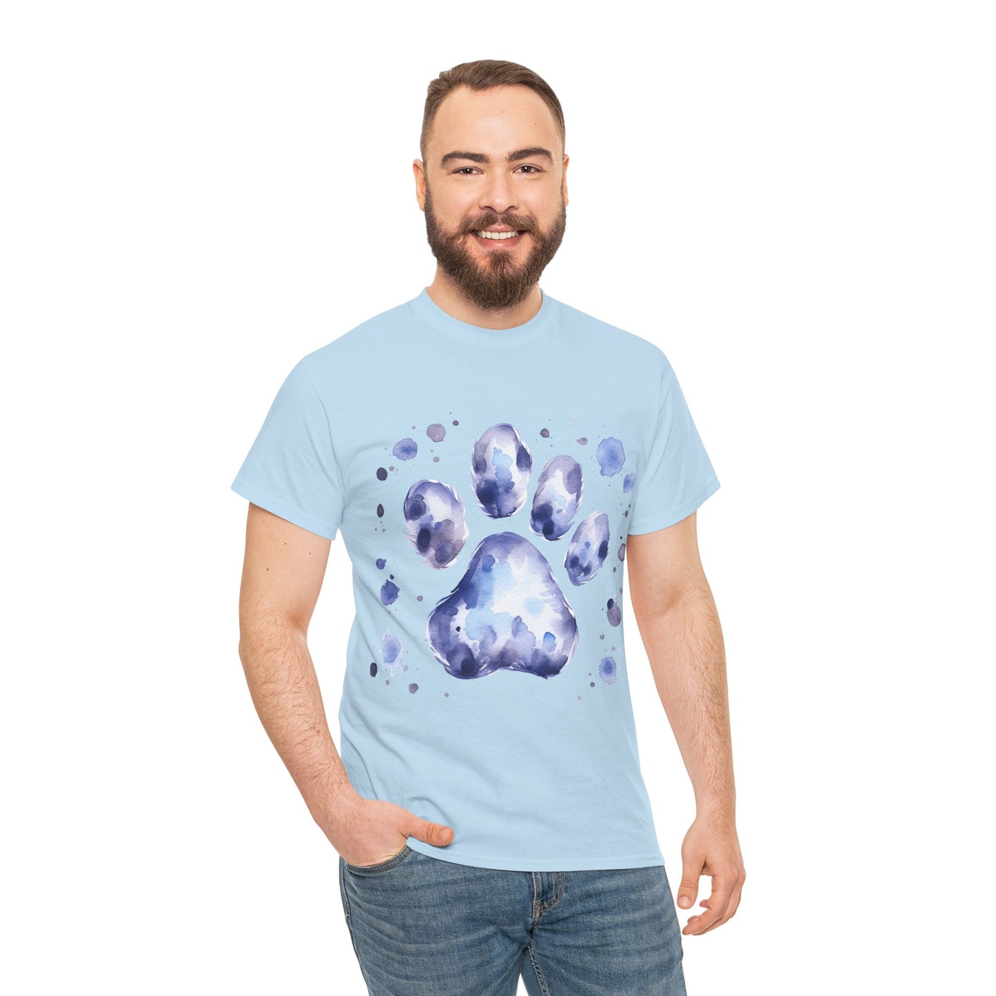 Pup Paw Abstract blue Watercolor ink design T-Shirt