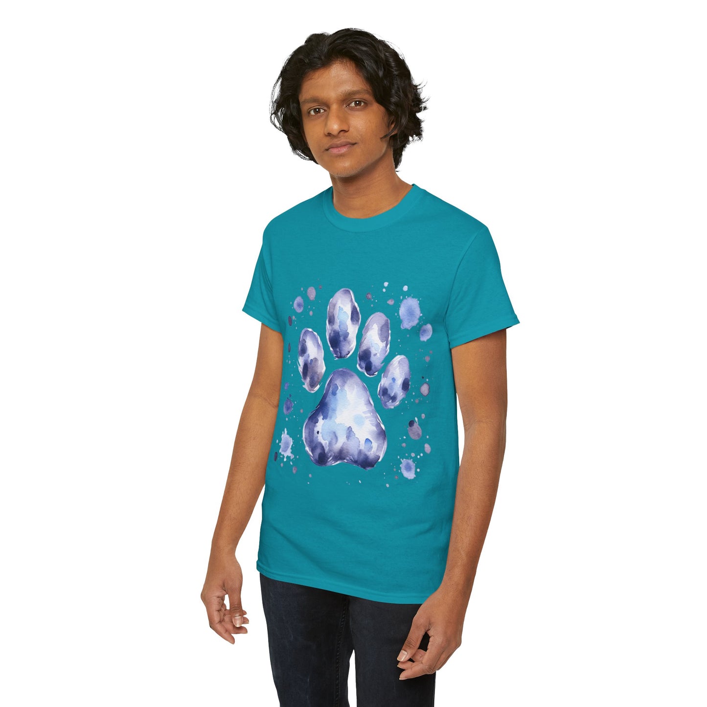 Pup Paw Abstract blue Watercolor ink design T-Shirt