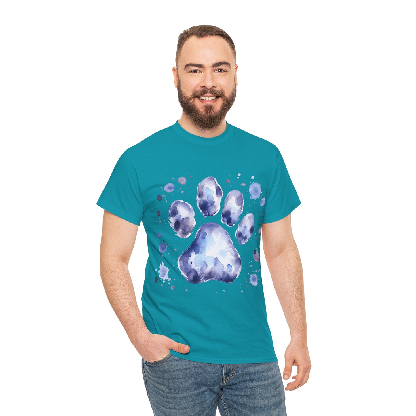 Pup Paw Abstract blue Watercolor ink design T-Shirt